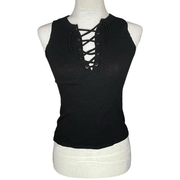 Project Social T Ribbed Lace Up Front Tanktop - Picture 4 of 5